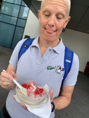 Dr Michelle with strawberries and cream